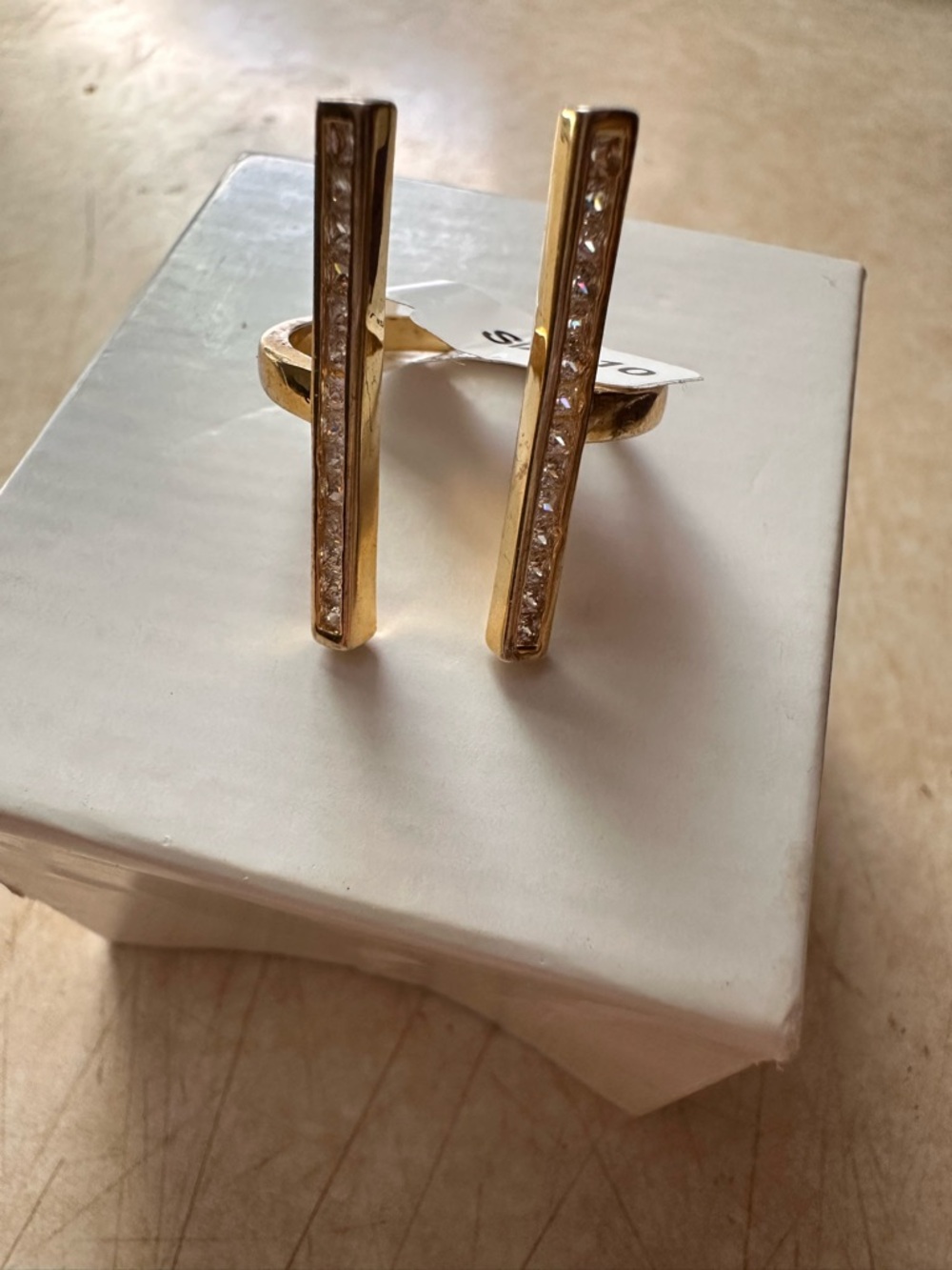 14 karat gold, electro plate Women’s Gold Bar Crystal Accent Women's Ring - Gold - Picture 6 of 10